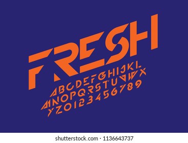 Vector of modern bold font and alphabet
