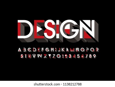 Vector of modern bold font and alphabet