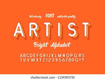 Vector of modern bold font and alphabet