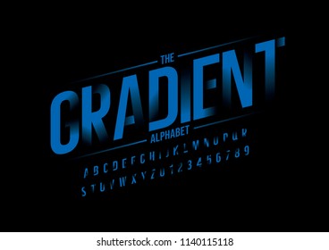 Vector of modern bold font and alphabet