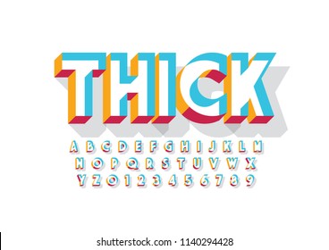 Vector of modern bold font and alphabet