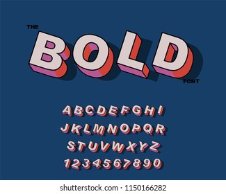 Vector of modern bold font and alphabet. Vintage Alphabet vector 80's, 90's Old style graphic set. Retro Chiseled Alphabet Vector Font. Type letters, numbers. Chiseled block letters