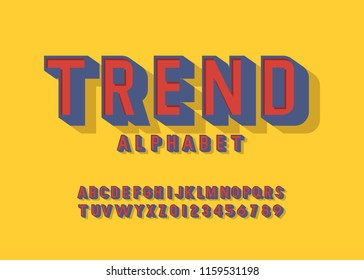 Vector of modern bold font and alphabet