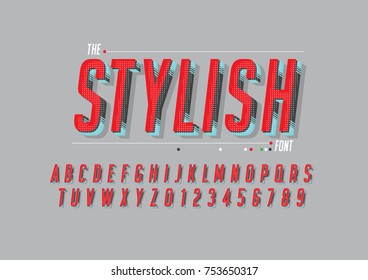 Vector of modern bold font and alphabet