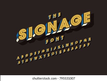 Vector of modern bold font and alphabet