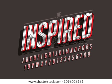 Vector of modern bold font and alphabet