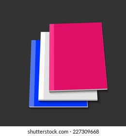 Vector modern books on gray background. Eps10