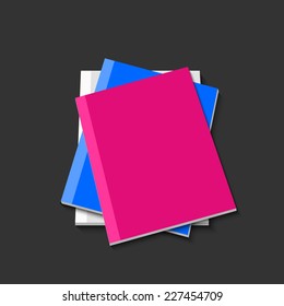 Vector modern books on gray background. Eps10