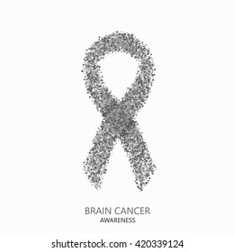 Vector modern brain cancer awareness circles desigen. Gray ribbon isolated on white background