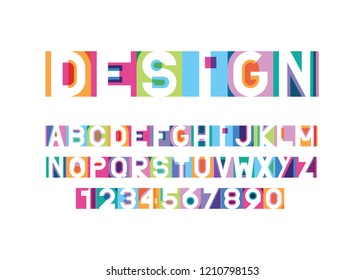 vector of modern bright font and alphabet