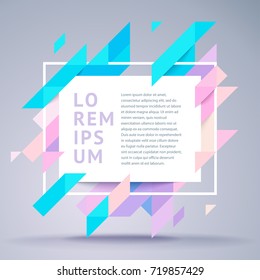 Vector modern bright frame for text. Dynamic stylish geometric frame. Element for the design of business cards, invitations, gift cards, leaflets, brochures, posters, leaflets, discounts and sales.