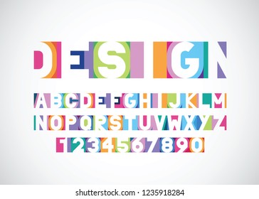 vector of modern bright vibrant font and alphabet