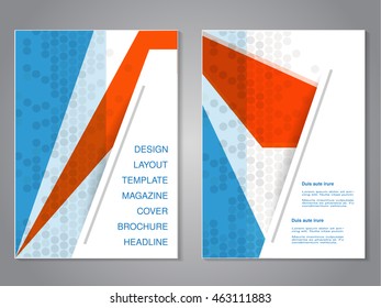 Vector modern brochure with abstract design, flyer with grey dotted background. 