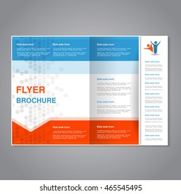 Vector modern brochure with abstract design, flyer with grey dotted background. Layout template. 