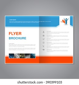 Vector modern brochure, abstract flyer with simple dotted design. Aspect Ratio for A4 size. Poster of blue, orange, grey, golden, silver and white color. Layout template, magazine cover.