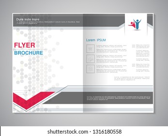 Vector modern brochure. Annual report, flyer with technology background, dotted design. Layout template. Poster of red, dark grey and white color. Magazine cover. Trendy minimalist geometric design.
