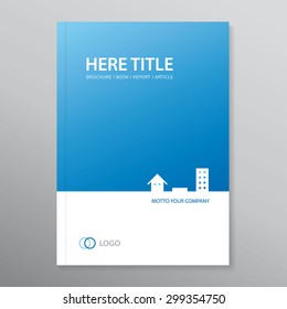 Vector modern brochure / annual report / book cover/ audit report. Template with icons of house, ground/land, flat/apartment. Use for real estate agency or real estate broker/agent etc. Eps 10.