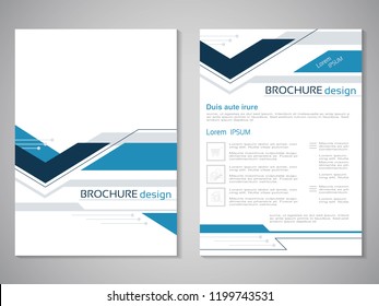 Vector Modern Brochure. Design Of Annual Report, Abstract Flyer With Technology Background. Layout Template. Poster Of Dark Blue, Blue, Grey And White Color. Magazine Cover.