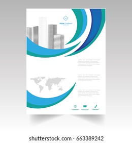 Vector modern brochure or flyer cover design with buildings.