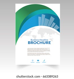 Vector modern brochure or flyer cover design with buildings.