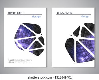 Vector modern brochure, technology design, flyer with futuristic background. Layout template. Binary code and gear wheel. Poster of blue, black, white color. Geometric magazine cover, triangle design.