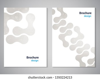 Vector modern brochure, technology design, flyer with futuristic wave circular background. Layout template. Poster of grey, white color. Geometric magazine cover, circle, puzzle design.
