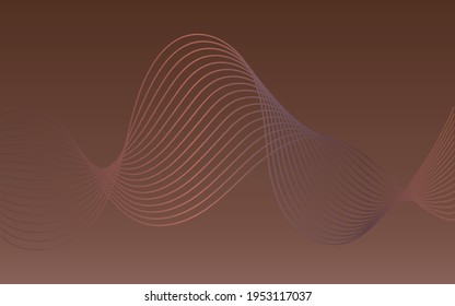 Vector modern brown background with chaotic wavy lines Rose gold color. Abstract background for desktop design or web site 