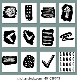 Vector modern brush spot pattern. Hand drawn artistic cards. 