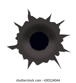 Vector modern bullet hole on white background. Eps10
