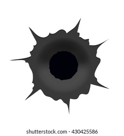Vector modern bullet hole on white background. Eps10