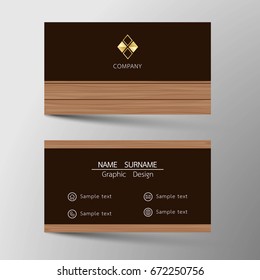 Vector modern business card template. Inspired by wood surface. Flat design. Icon