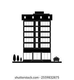 Vector modern business center with diverse architecture acades.Houses and office buildings in a big city. Shops and cafes, offices. Elements for the construction of urban landscapes. Flat style Eps 10