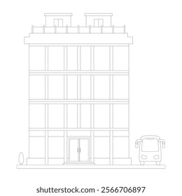 Vector modern business center with diverse architecture facades.Houses and office buildings in a big city. Shops and cafes, offices. Elements for the construction of urban landscapes. Flat style Eps10