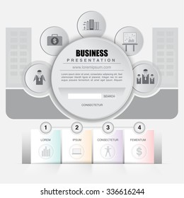 Vector modern business template and icon in grey tone for infographic and presentation