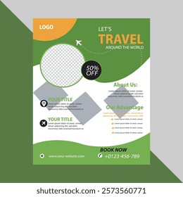 Vector modern business travel flyer and travel agency poster design template