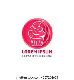 Vector modern cake logo. Logo for sweetshop. Logo for confectionery. Delicious cake illustration