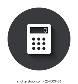 Vector modern calculator gray circle icon on white background
