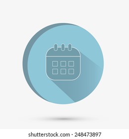 vector modern calendar circle icon with long shadow on white background