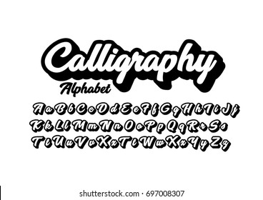 Vector of modern calligraphic font and alphabet