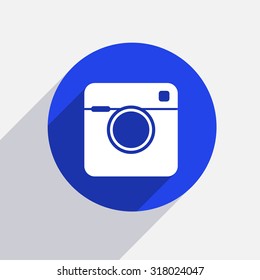 Vector modern camera circle icon with shadow