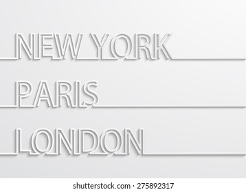 Vector modern capitals background. New york, paris, london design