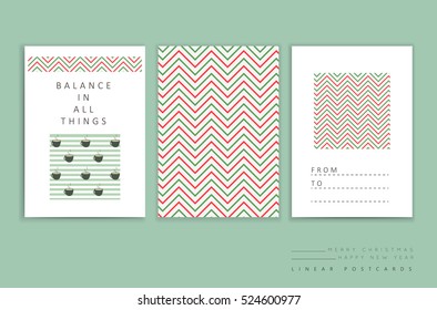 Vector modern card with abstract linear geometry Christmas tree. Merry Christmas and happy new year holiday greeting card. Line style