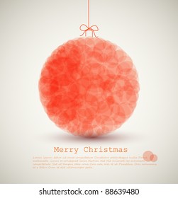 Vector modern card with abstract red christmas decoration on a light background