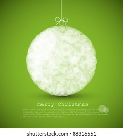 Vector modern card with abstract white christmas decoration on a green  background