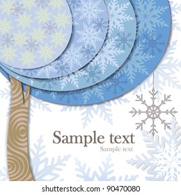 Vector modern card design with stylized winter tree
