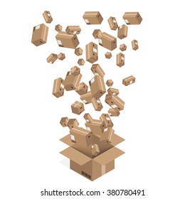 Vector modern cardboard boxes set. Delivery background