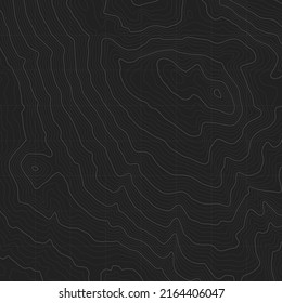 Vector Modern Cartography Art Black Abstract Topography Contour Map With Relief Elevation. Geographic Terrain Area Satellite Digital View Minerals Deposits Research Contemporary Dark Grey Illustration