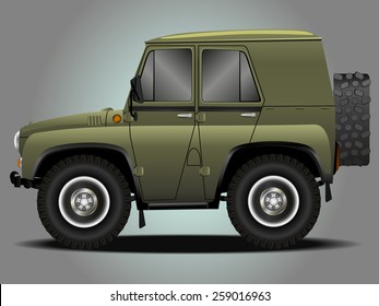 Vector modern cartoon car, military cars