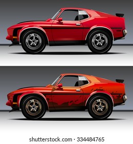 Vector modern cartoon car, muscle car