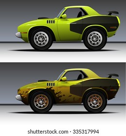 Vector modern cartoon car, muscle car